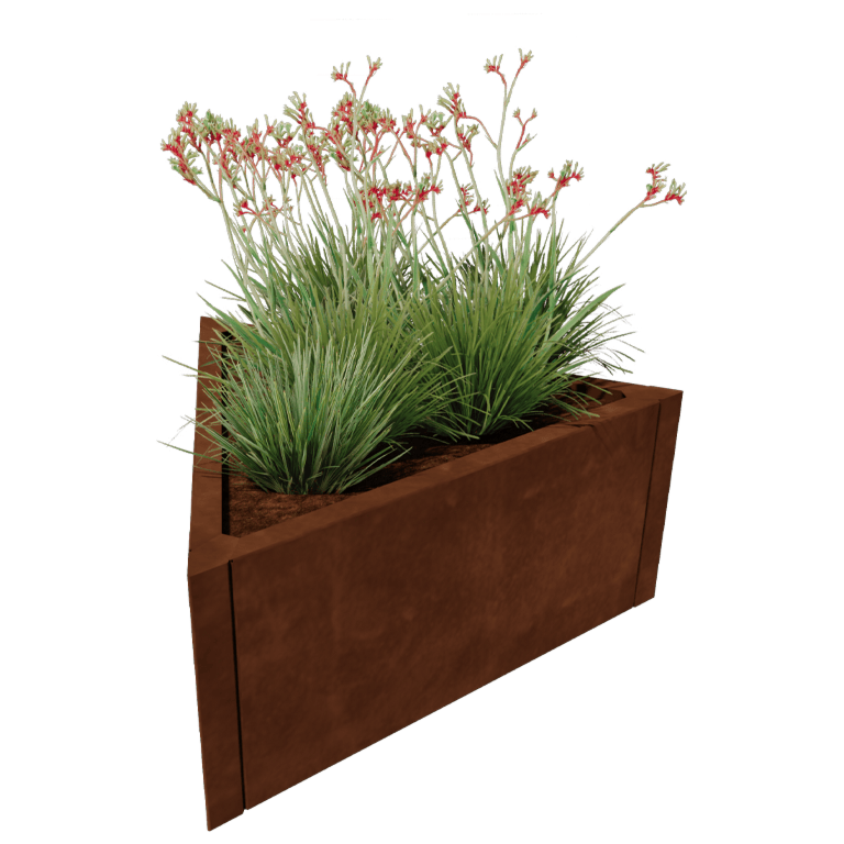 Corten acél virágláda - Egyenlő oldalú háromszög - 90,6 x 78,3 cm