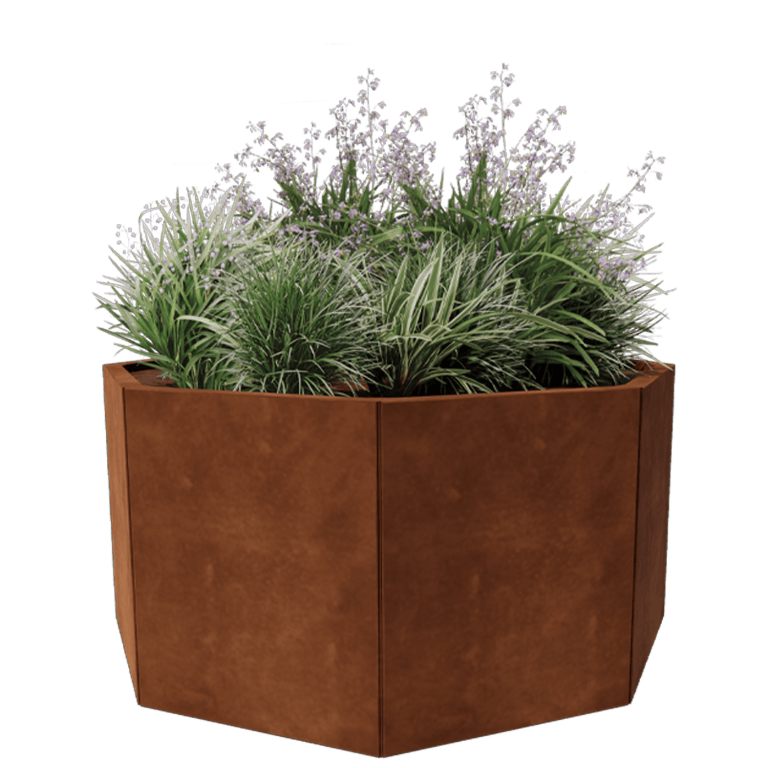 Corten acél virágláda - Nyolcszög - 120,7 x 120,7 cm