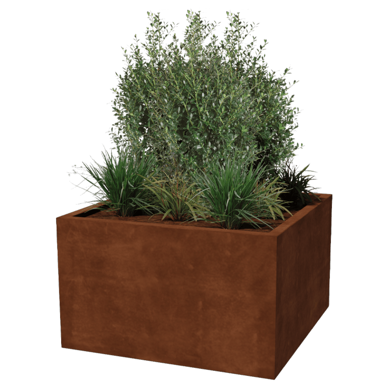 Corten acél virágláda - Négyzet - 100 x 100 x 60 cm - Hegesztett