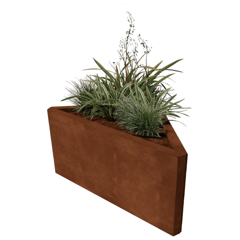 Corten acél virágláda - Egyenlőtlen oldalú háromszög - 83,9 x 46,4 cm