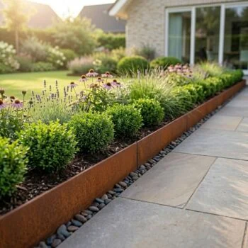 Corten acél ágyásszegély - Egyenes - Magasság 15 cm - 240 cm