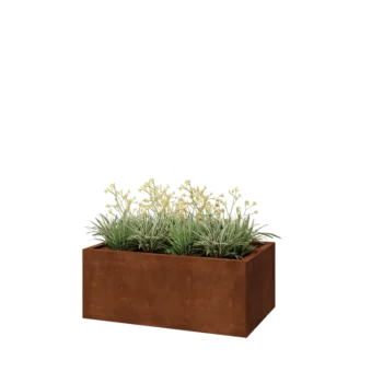 Corten acél virágláda - Téglalap - 100 x 60 x 40 cm - Fenéklemezzel