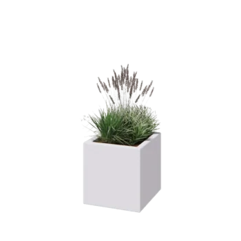 Üvegszálas virágláda - Négyzet - 40 x 40 x 40 cm - RAL9010 matt (fehér) - Alátéttel