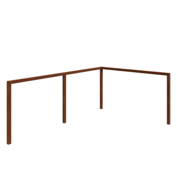 Corten acél pergola - Sarok - 600 x 412 x 242 cm - Betontalp nélkül