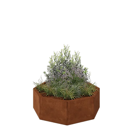 Corten acél virágláda - Nyolcszög - 96,6 x 96,6 x 30 cm - Fenéklemez nélkül
