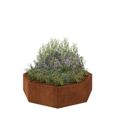 Corten acél virágláda - Nyolcszög - 120,7 x 120,7 x 30 cm - Fenéklemez nélkül