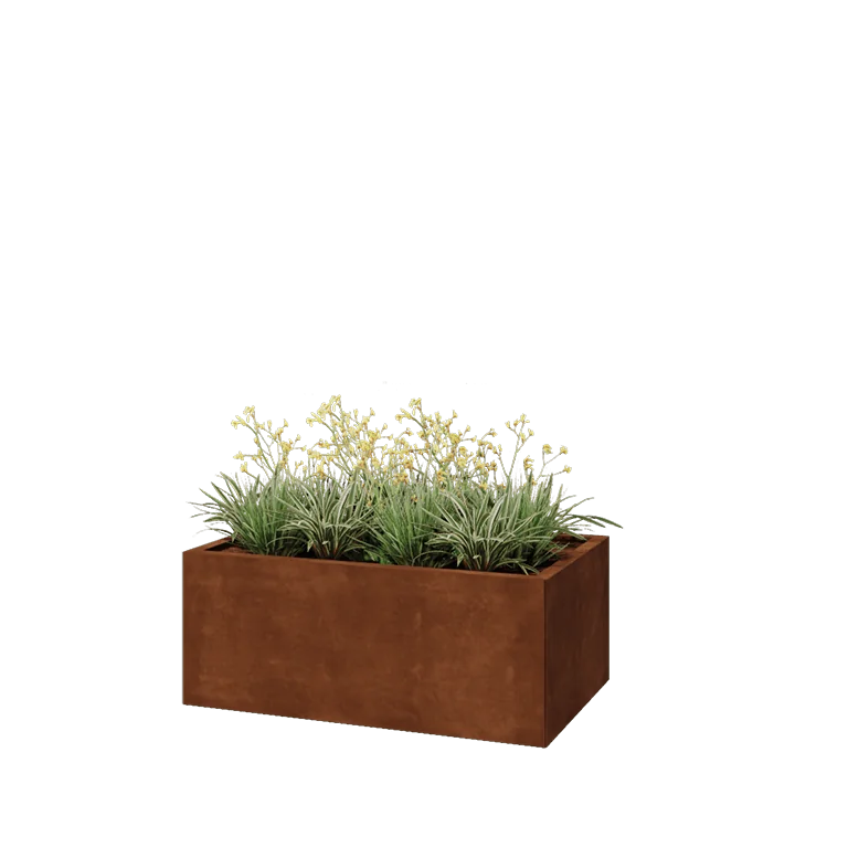 Corten acél virágláda - Téglalap - 100 x 60 x 40 cm - Fenéklemez nélkül
