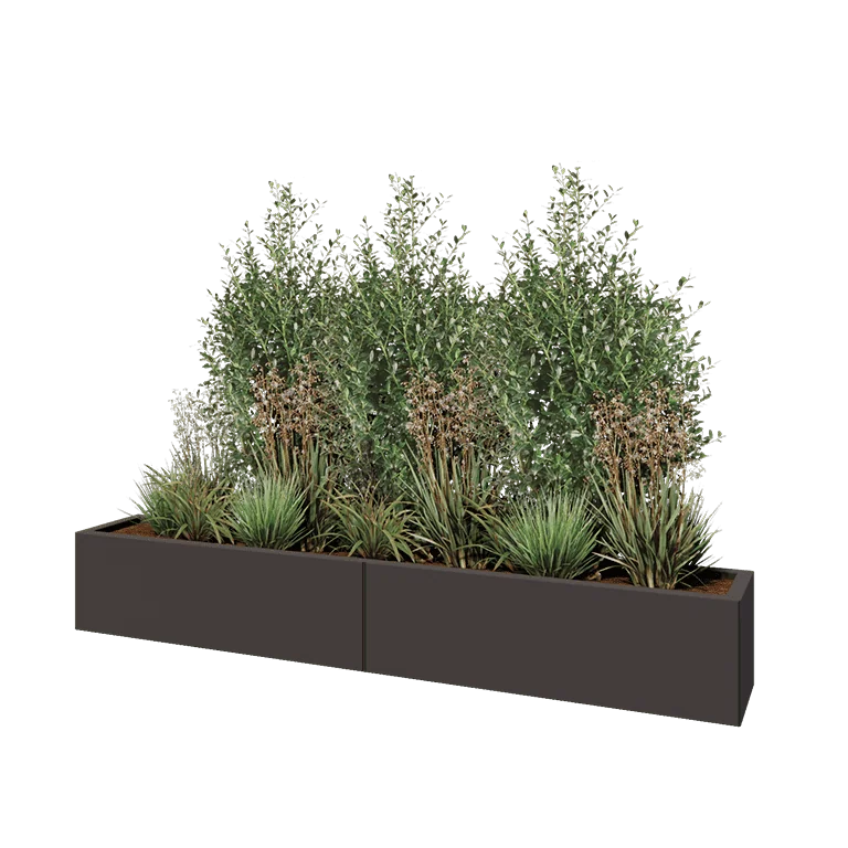 Acél virágláda XXL - Téglalap - 200 x 30 x 30 cm - Más RAL szín - Fenéklemezzel