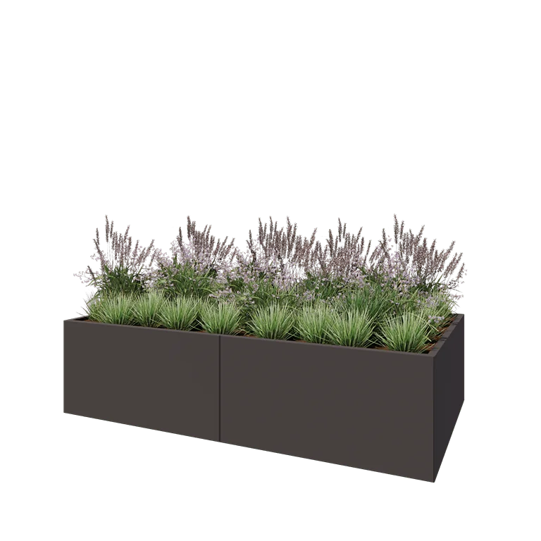 Acél virágláda XXL - Téglalap - 240 x 120 x 60 cm - RAL7016 matt (antracitszürke) - Fenéklemez nélkül