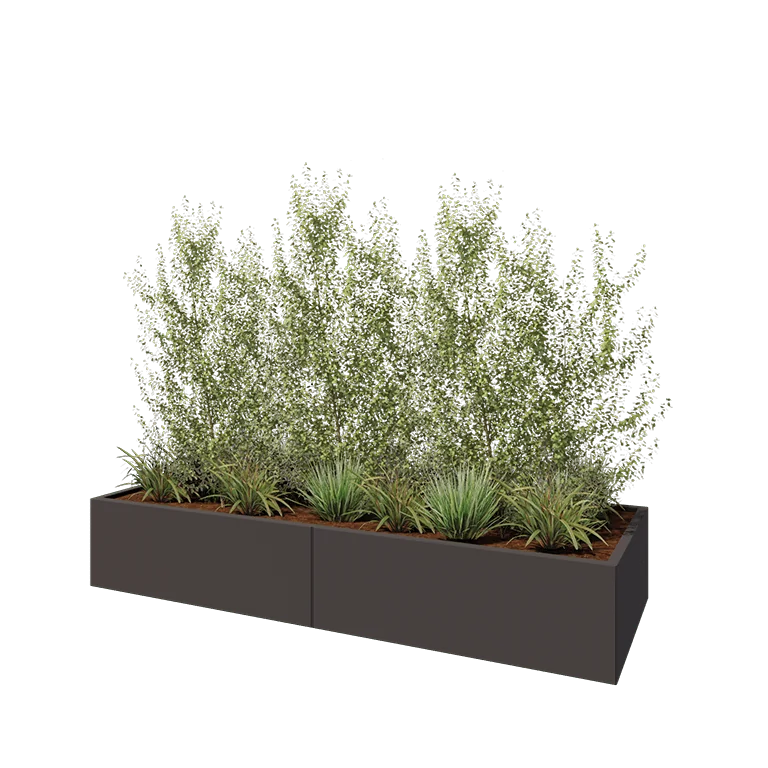 Acél virágláda XXL - Téglalap - 240 x 80 x 40 cm - RAL7016 matt (antracitszürke) - Fenéklemezzel