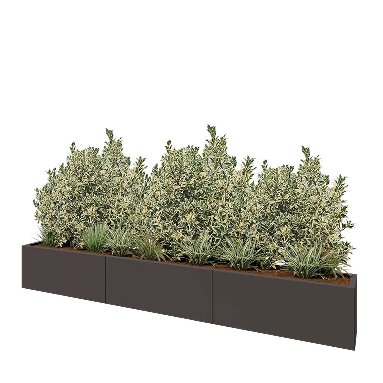 Acél virágláda XXL - Téglalap - 300 x 30 x 40 cm - RAL7016 matt (antracitszürke) - Fenéklemez nélkül