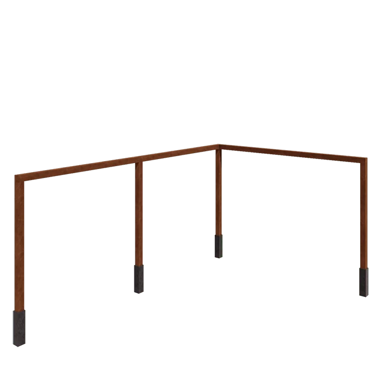 Corten acél pergola - Sarok - 600 x 412 x 242 cm - Betontalppal