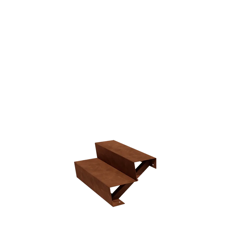Corten acél kerti lépcső - 2-lépcsőfokos - 48 x 80 x 34 cm