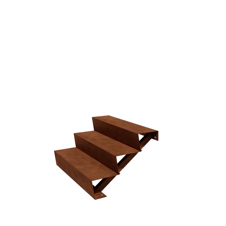 Corten acél kerti lépcső - 3-lépcsőfokos - 72 x 100 x 51 cm