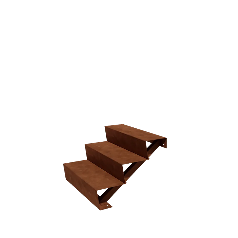 Corten acél kerti lépcső - 3-lépcsőfokos - 72 x 80 x 51 cm
