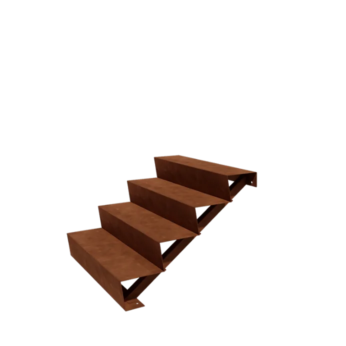 Corten acél kerti lépcső - 4-lépcsőfokos - 96 x 100 x 68 cm