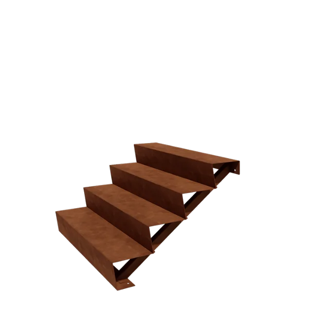 Corten acél kerti lépcső - 4-lépcsőfokos - 96 x 120 x 68 cm