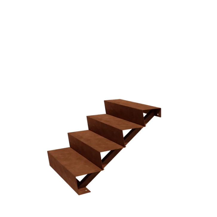 Corten acél kerti lépcső - 4-lépcsőfokos - 96 x 80 x 68 cm