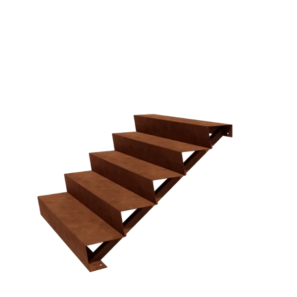 Corten acél kerti lépcső - 5-lépcsőfokos - 120 x 120 x 85 cm