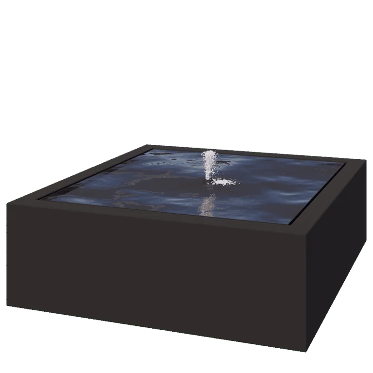 Alumínium szökőkút - Lyra - 120 x 120 x 40 cm - RAL9005 matt (fekete) - LED világítással